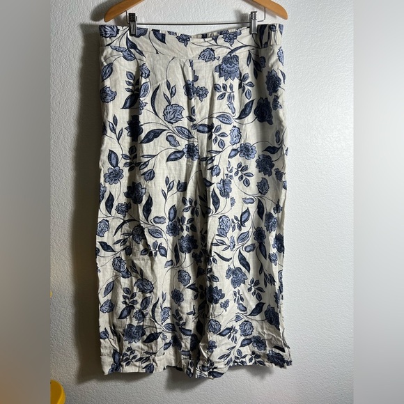 Like new Ella Moss Floral Linen Blend Wide Leg Pull On Pants XXL - Picture 3 of 5